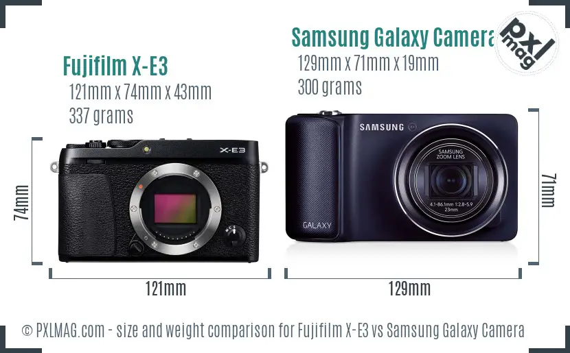 Fujifilm X-E3 vs Samsung Galaxy Camera size comparison