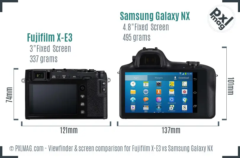 Fujifilm X-E3 vs Samsung Galaxy NX Screen and Viewfinder comparison