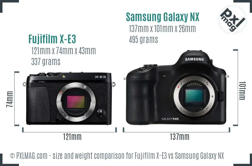 Fujifilm X-E3 vs Samsung Galaxy NX size comparison