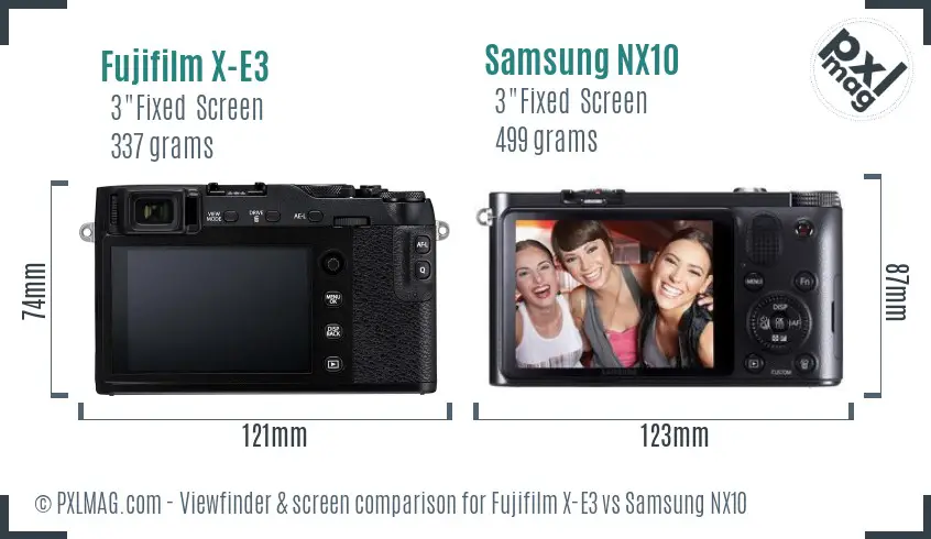 Fujifilm X-E3 vs Samsung NX10 Screen and Viewfinder comparison