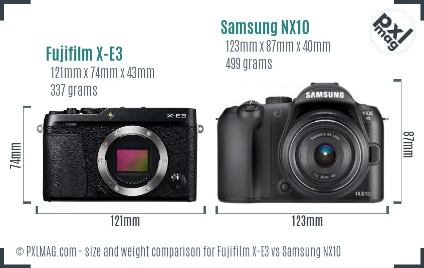 Fujifilm X-E3 vs Samsung NX10 size comparison