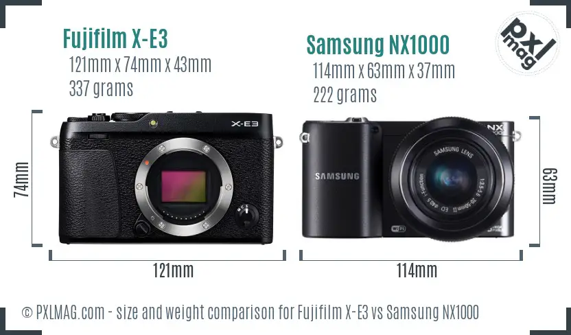 Fujifilm X-E3 vs Samsung NX1000 size comparison