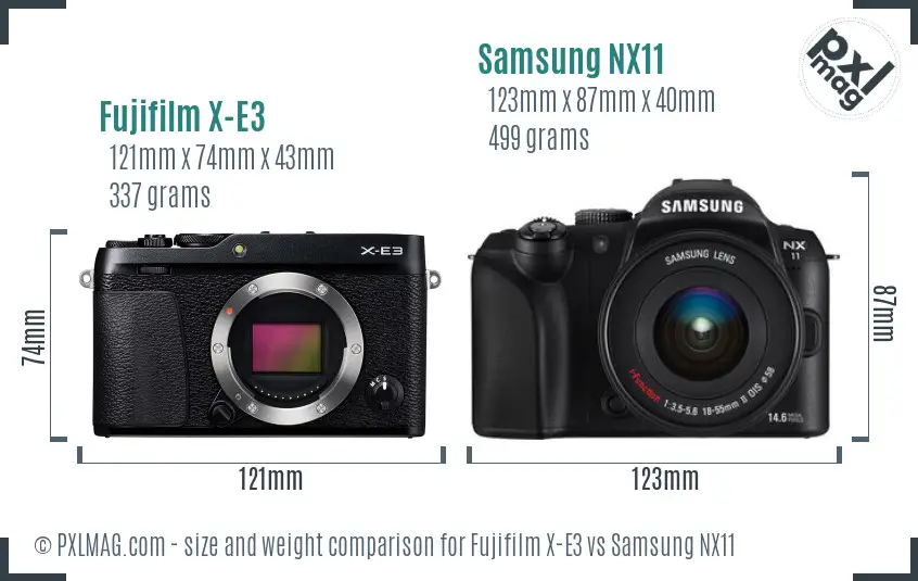 Fujifilm X-E3 vs Samsung NX11 size comparison