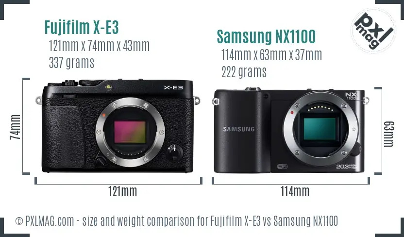 Fujifilm X-E3 vs Samsung NX1100 size comparison