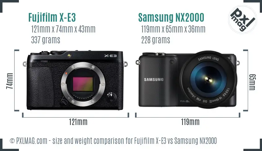Fujifilm X-E3 vs Samsung NX2000 size comparison