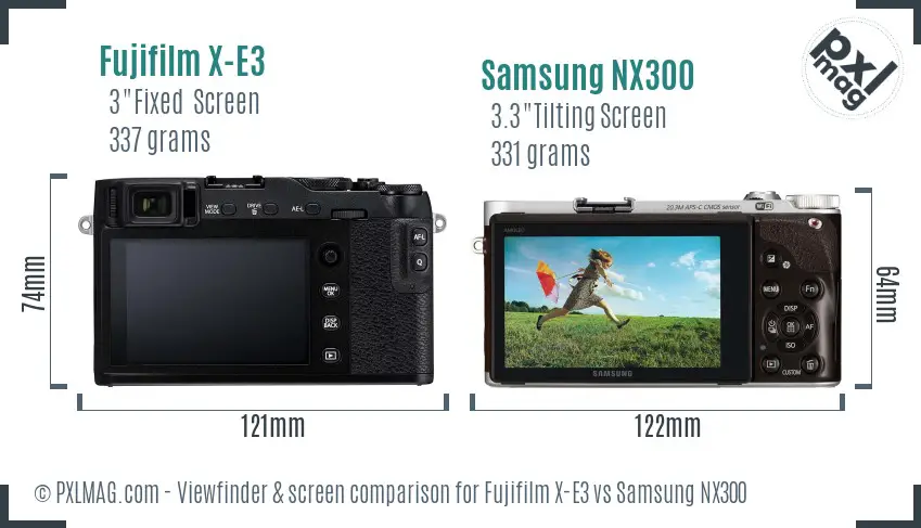 Fujifilm X-E3 vs Samsung NX300 Screen and Viewfinder comparison