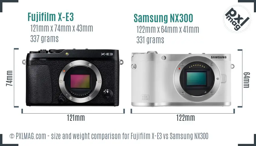 Fujifilm X-E3 vs Samsung NX300 size comparison