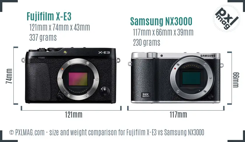 Fujifilm X-E3 vs Samsung NX3000 size comparison