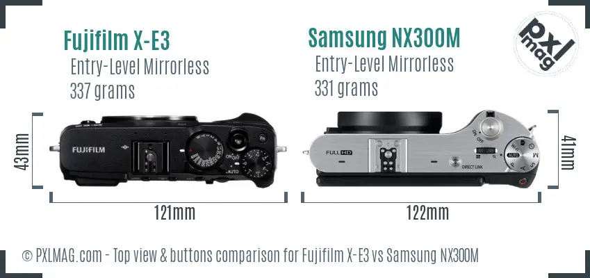 Fujifilm X-E3 vs Samsung NX300M top view buttons comparison