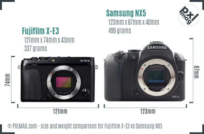 Fujifilm X-E3 vs Samsung NX5 size comparison