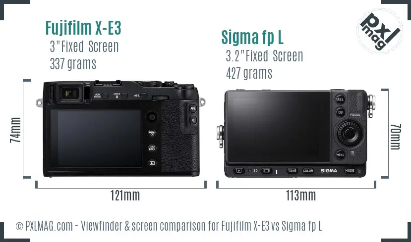 Fujifilm X-E3 vs Sigma fp L Screen and Viewfinder comparison