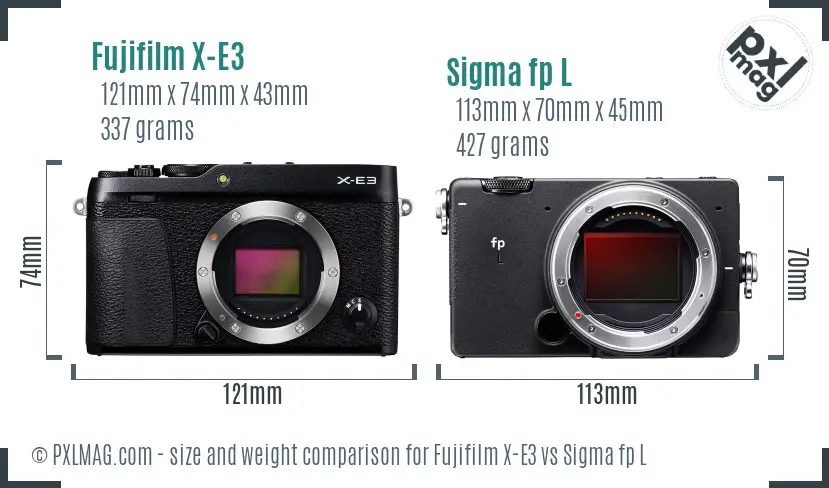 Fujifilm X-E3 vs Sigma fp L size comparison