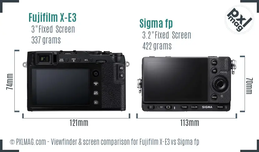 Fujifilm X-E3 vs Sigma fp Screen and Viewfinder comparison