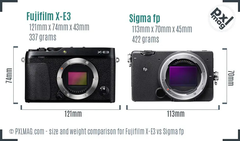 Fujifilm X-E3 vs Sigma fp size comparison