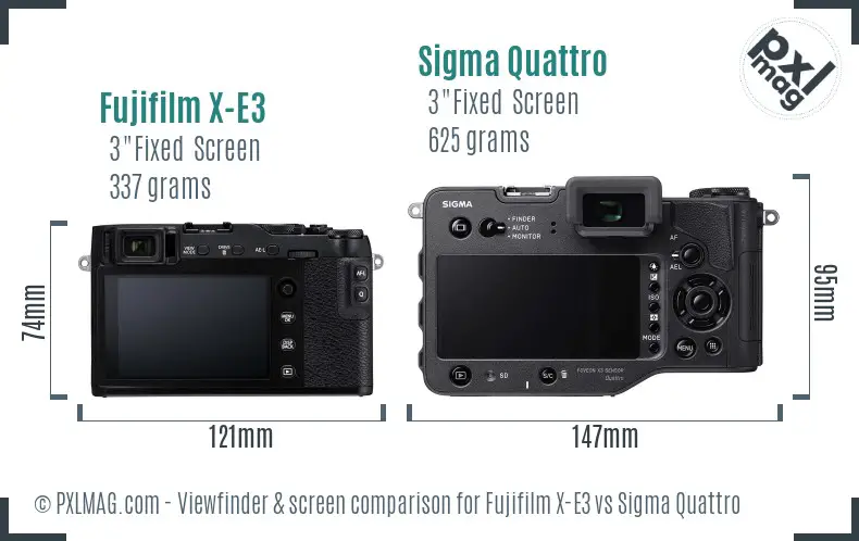 Fujifilm X-E3 vs Sigma Quattro Screen and Viewfinder comparison