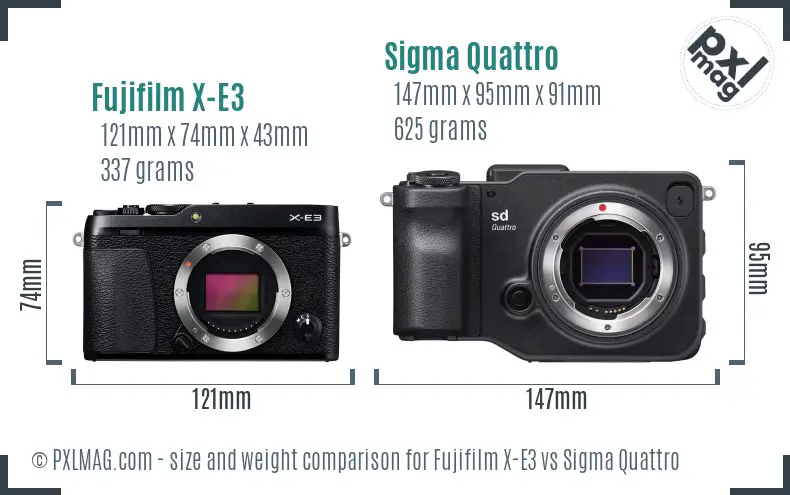 Fujifilm X-E3 vs Sigma Quattro size comparison