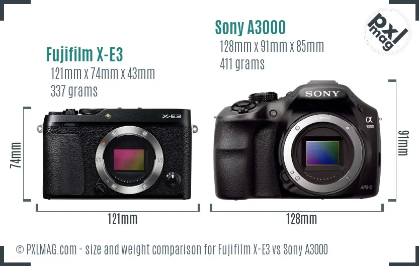 Fujifilm X-E3 vs Sony A3000 size comparison
