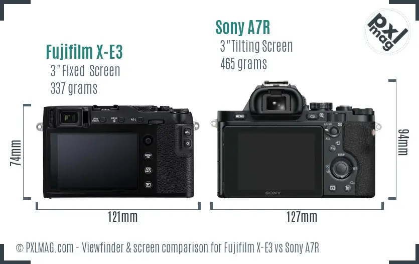 Fujifilm X-E3 vs Sony A7R Screen and Viewfinder comparison