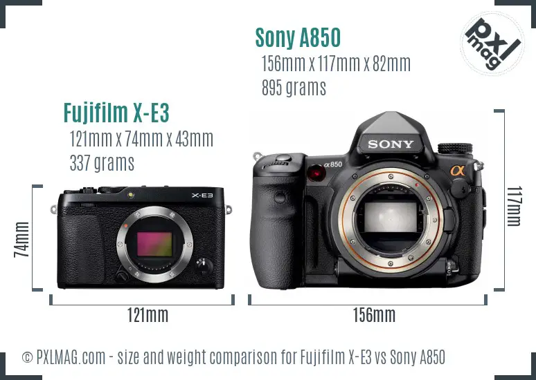 Fujifilm X-E3 vs Sony A850 size comparison