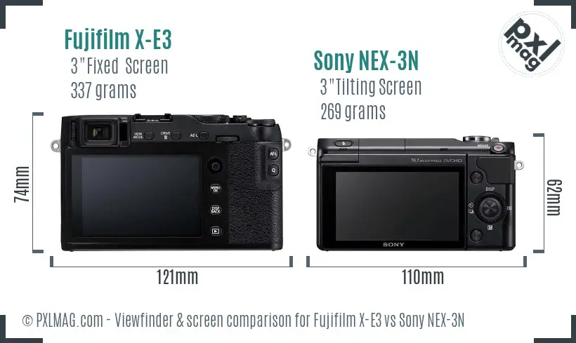 Fujifilm X-E3 vs Sony NEX-3N Screen and Viewfinder comparison