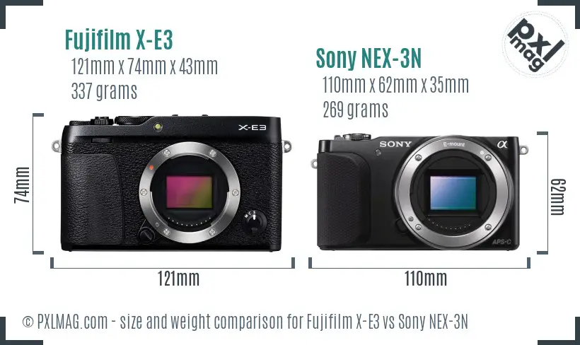 Fujifilm X-E3 vs Sony NEX-3N size comparison