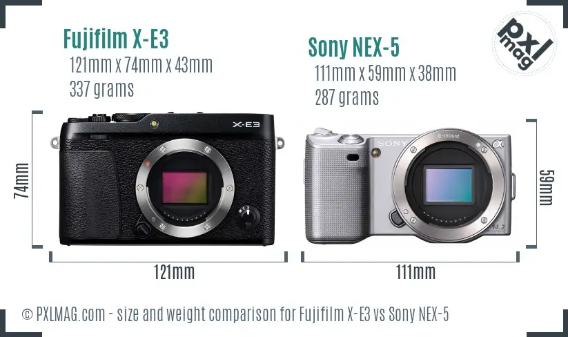 Fujifilm X-E3 vs Sony NEX-5 size comparison