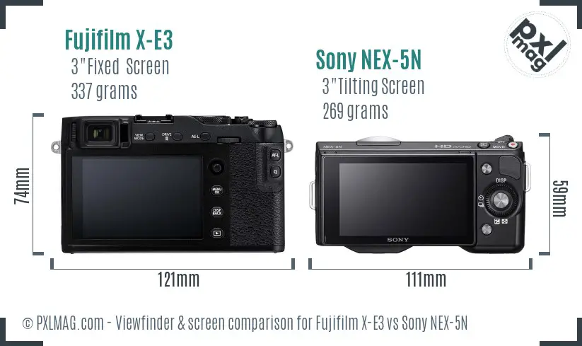 Fujifilm X-E3 vs Sony NEX-5N Screen and Viewfinder comparison