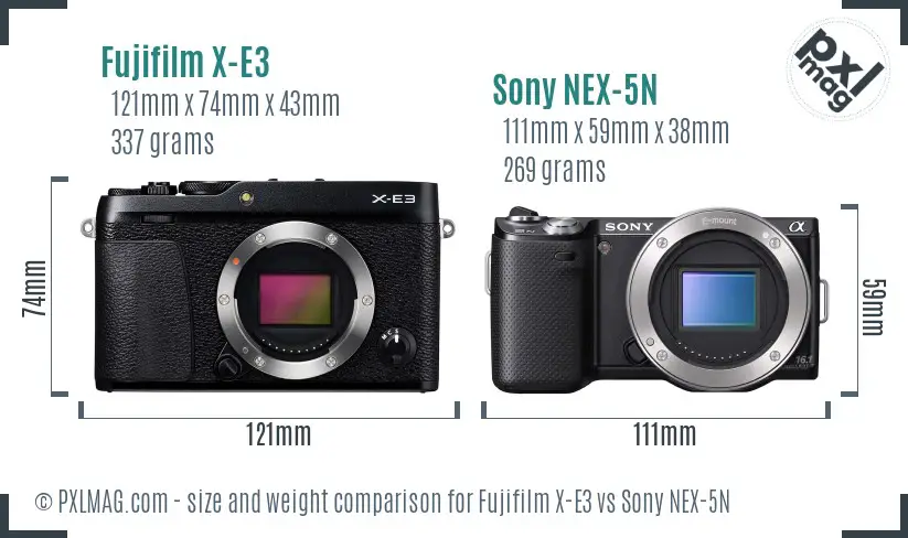 Fujifilm X-E3 vs Sony NEX-5N size comparison