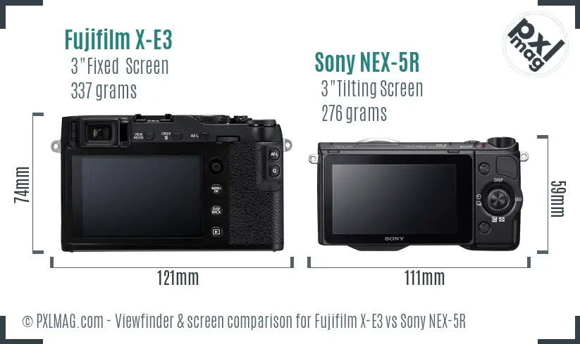 Fujifilm X-E3 vs Sony NEX-5R Screen and Viewfinder comparison