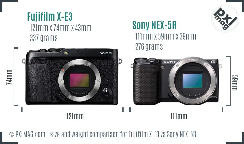 Fujifilm X-E3 vs Sony NEX-5R size comparison