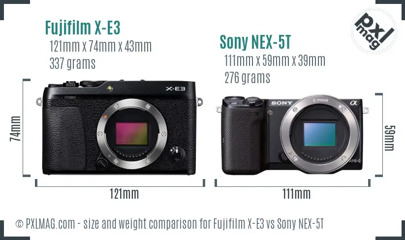 Fujifilm X-E3 vs Sony NEX-5T size comparison