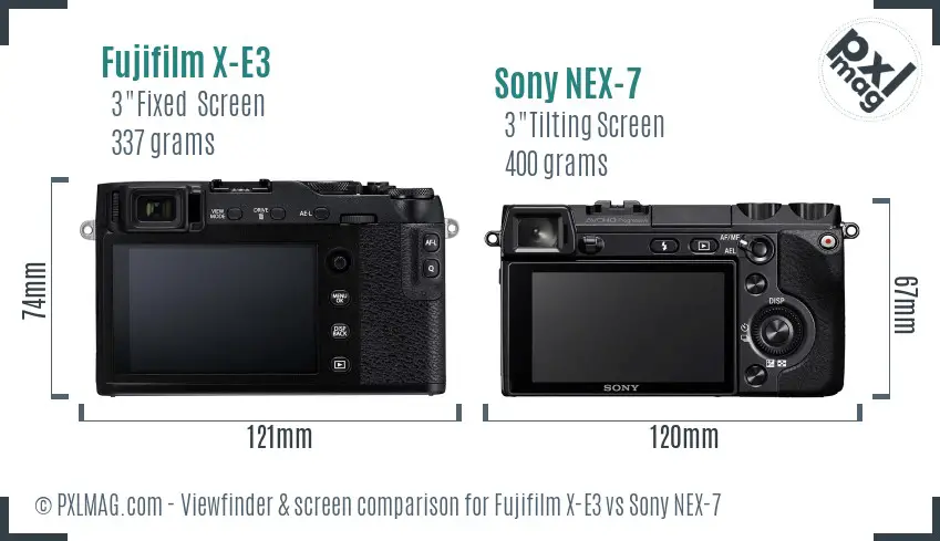 Fujifilm X-E3 vs Sony NEX-7 Screen and Viewfinder comparison