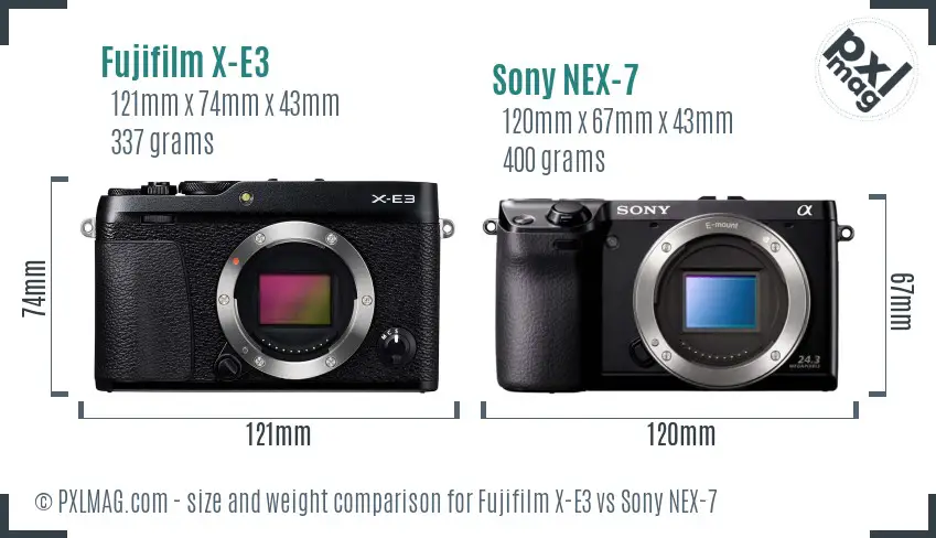Fujifilm X-E3 vs Sony NEX-7 size comparison