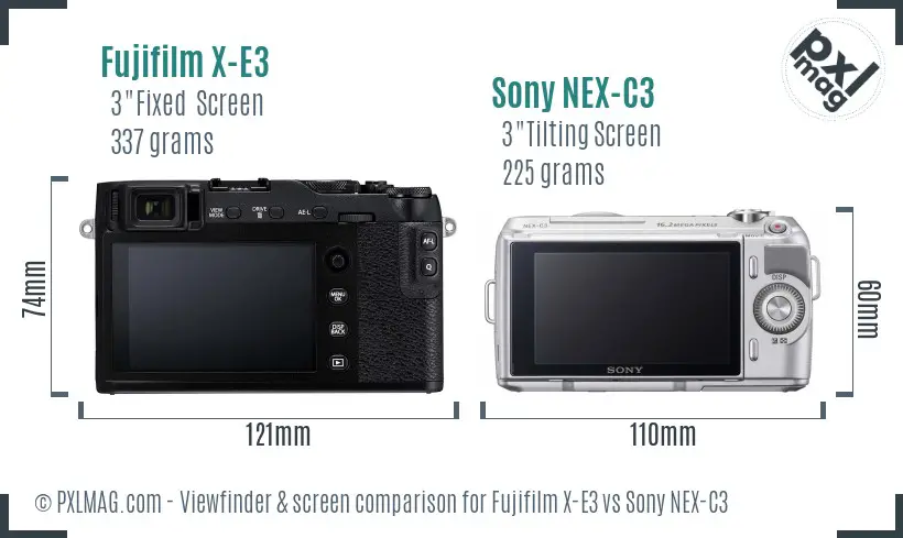 Fujifilm X-E3 vs Sony NEX-C3 Screen and Viewfinder comparison