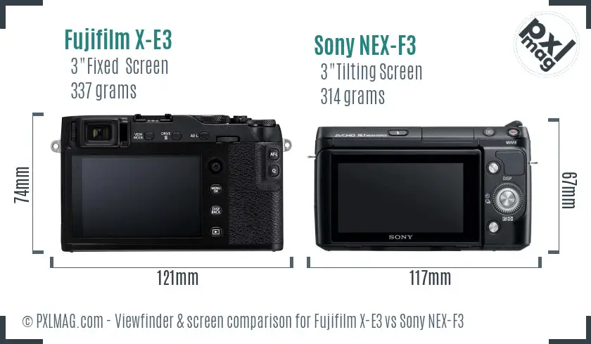 Fujifilm X-E3 vs Sony NEX-F3 Screen and Viewfinder comparison