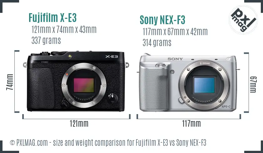 Fujifilm X-E3 vs Sony NEX-F3 size comparison