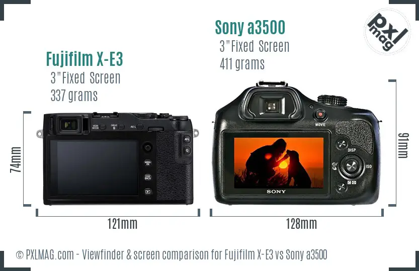 Fujifilm X-E3 vs Sony a3500 Screen and Viewfinder comparison