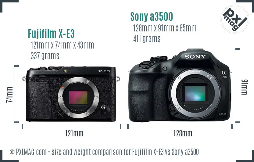 Fujifilm X-E3 vs Sony a3500 size comparison