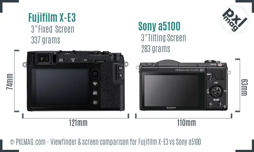 Fujifilm X-E3 vs Sony a5100 Screen and Viewfinder comparison