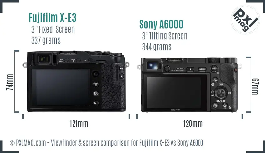 Fujifilm X-E3 vs Sony A6000 Screen and Viewfinder comparison