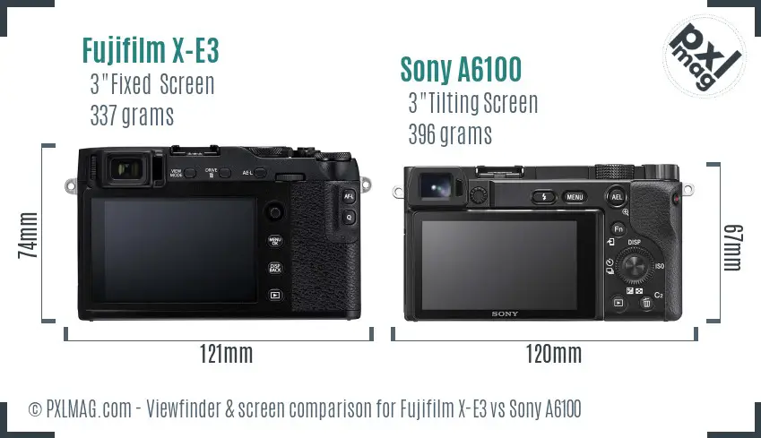 Fujifilm X-E3 vs Sony A6100 Screen and Viewfinder comparison