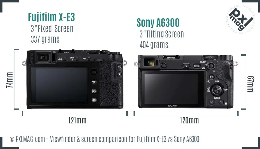 Fujifilm X-E3 vs Sony A6300 Screen and Viewfinder comparison