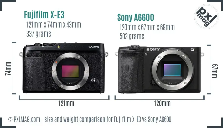 Fujifilm X-E3 vs Sony A6600 size comparison