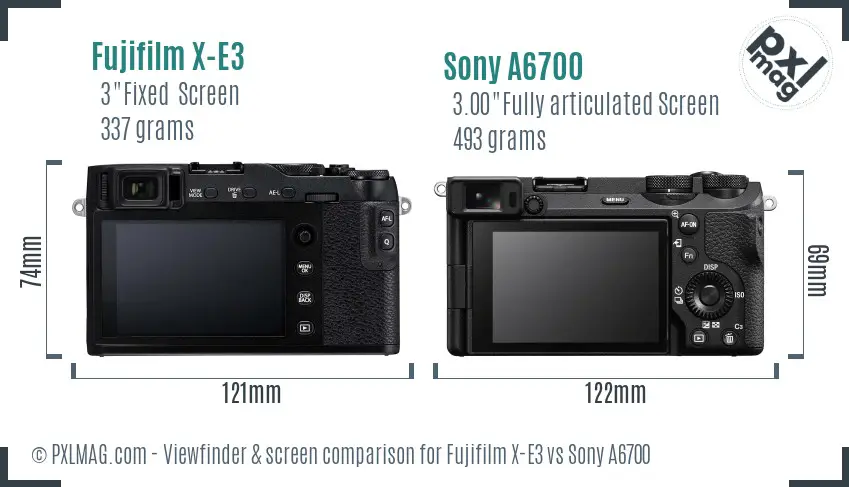 Fujifilm X-E3 vs Sony A6700 Screen and Viewfinder comparison Fujifilm X-E3 vs Sony A6700 Screen and Viewfinder comparison