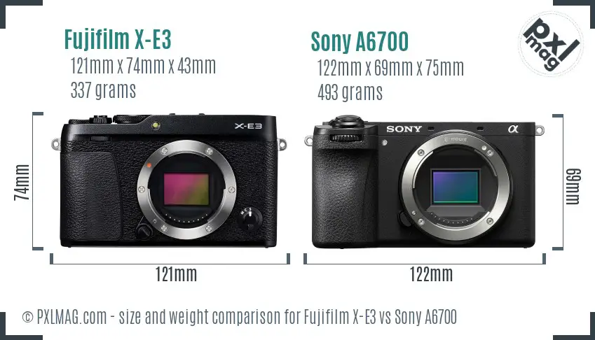 Fujifilm X-E3 vs Sony A6700 size comparison Fujifilm X-E3 vs Sony A6700 size comparison