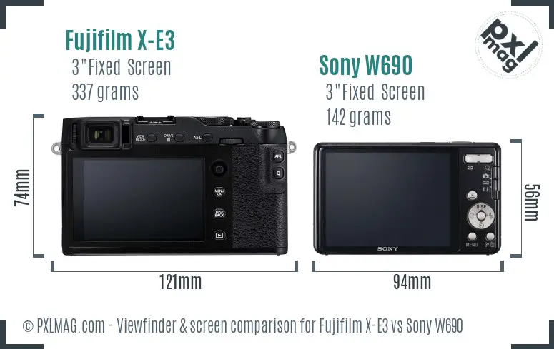 Fujifilm X-E3 vs Sony W690 Screen and Viewfinder comparison