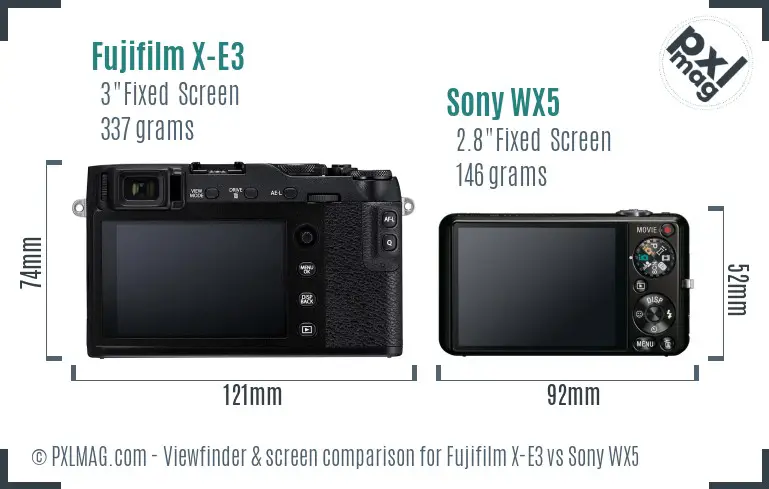 Fujifilm X-E3 vs Sony WX5 Screen and Viewfinder comparison
