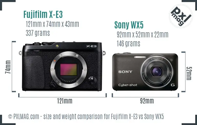 Fujifilm X-E3 vs Sony WX5 size comparison