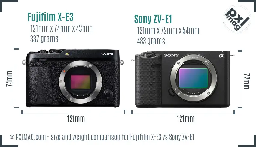 Fujifilm X-E3 vs Sony ZV-E1 size comparison