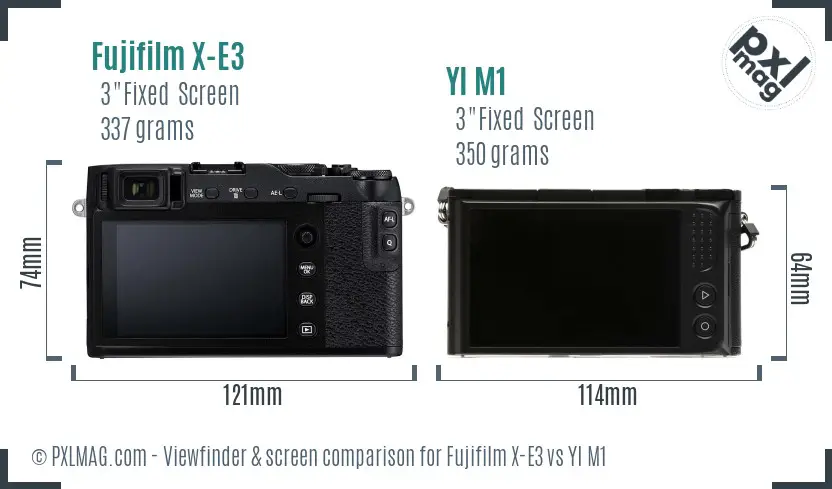 Fujifilm X-E3 vs YI M1 Screen and Viewfinder comparison